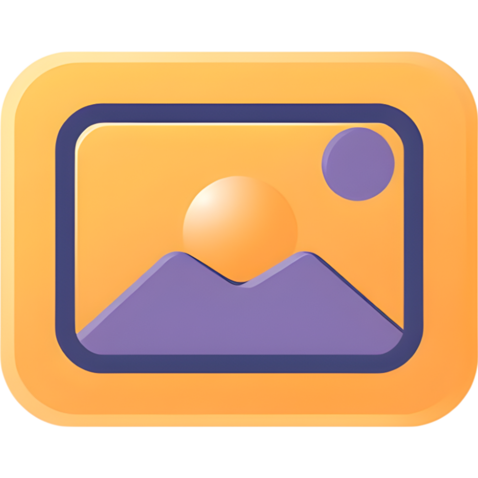 Picture frame icon featuring sunset landscape inside png