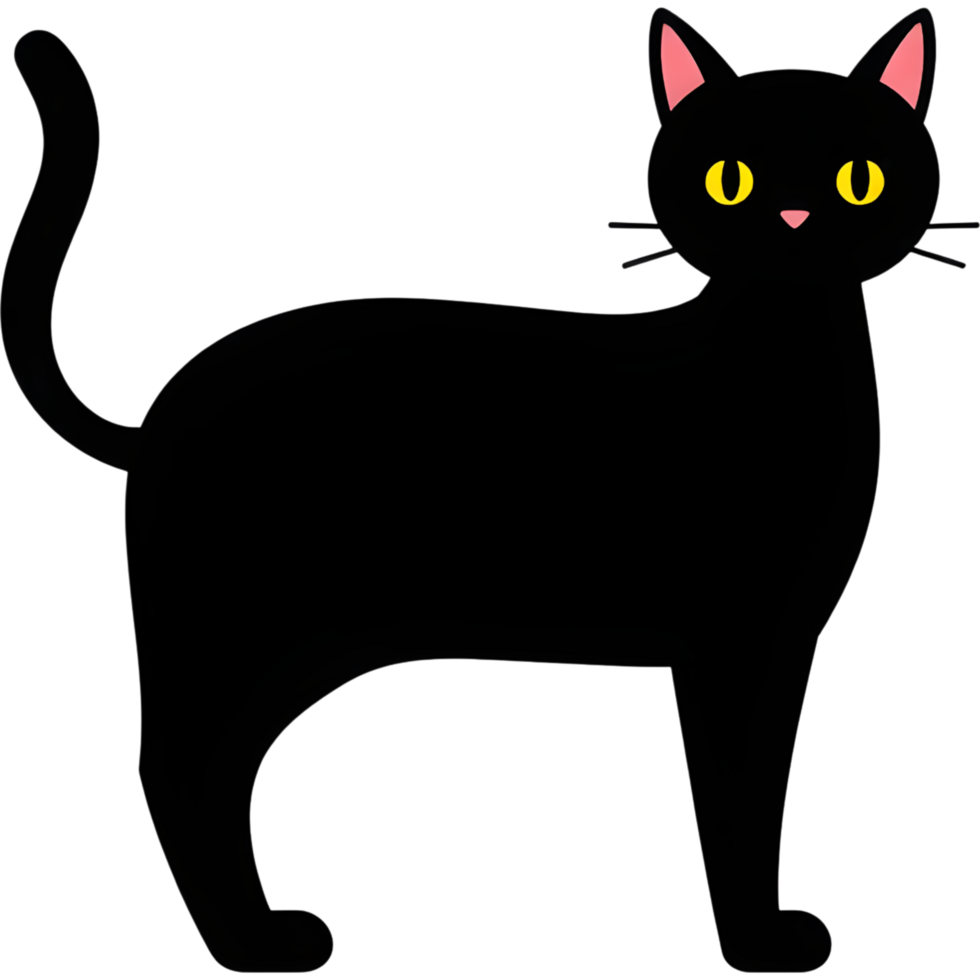 Standing Black Cat Cartoon Illustration png