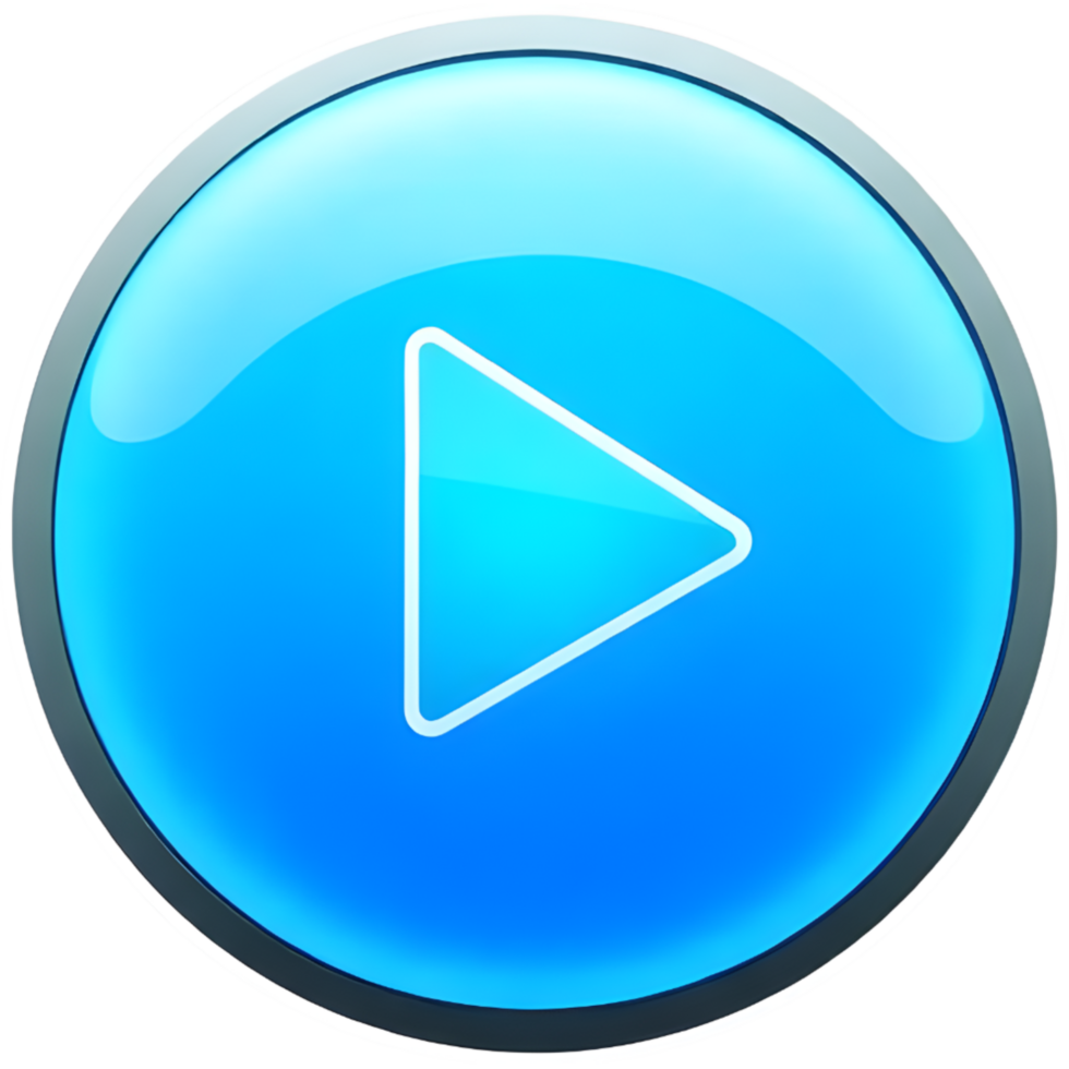 Glossy blue play button png
