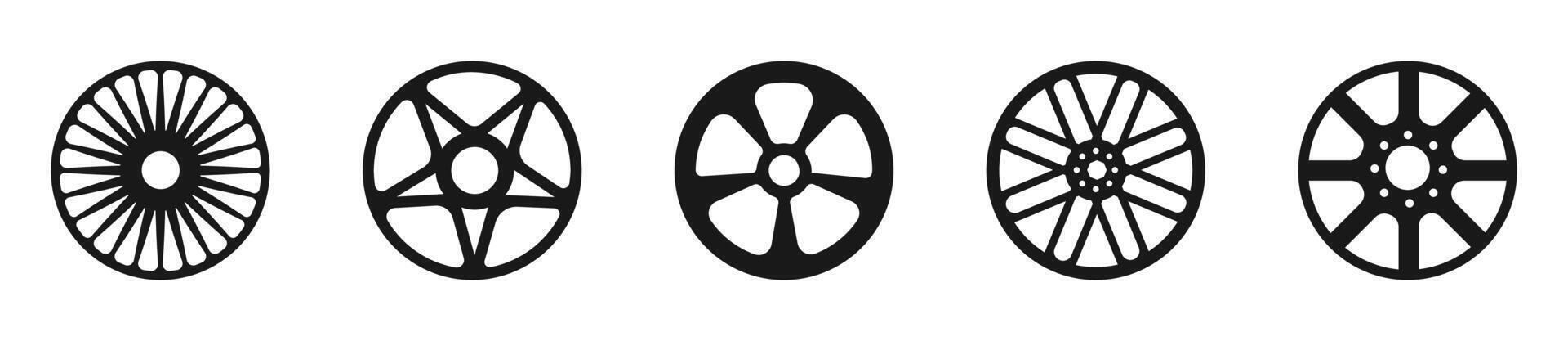 Wheel rim icon set vector