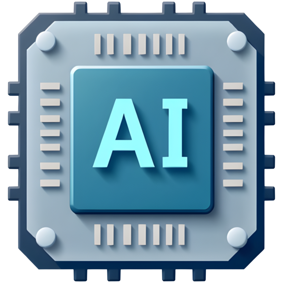3D illustration of AI processor chip png