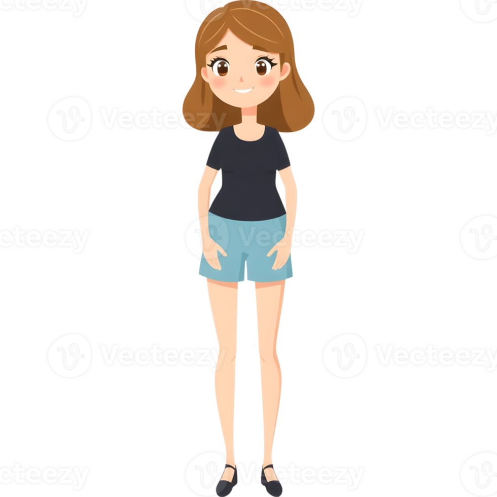 Teenage girl standing casual pose png