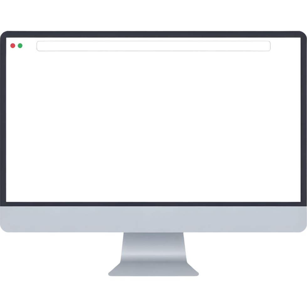 Blank computer monitor with white screen and thin bezels png