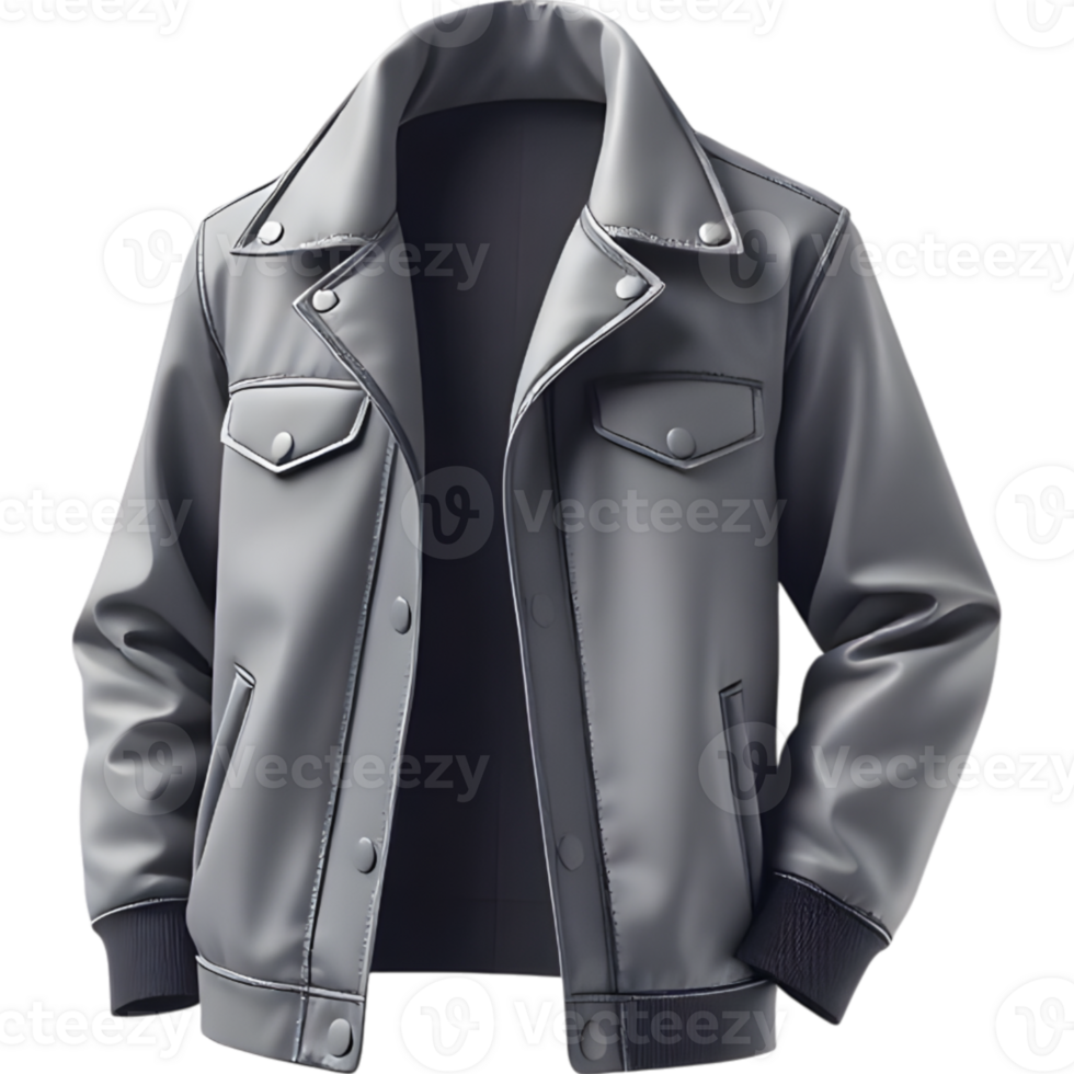Modern Gray Leather Jacket png