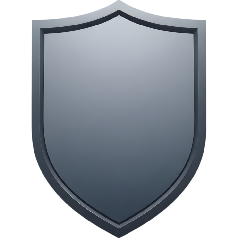 Gray shield icon with a subtle beveled edge png