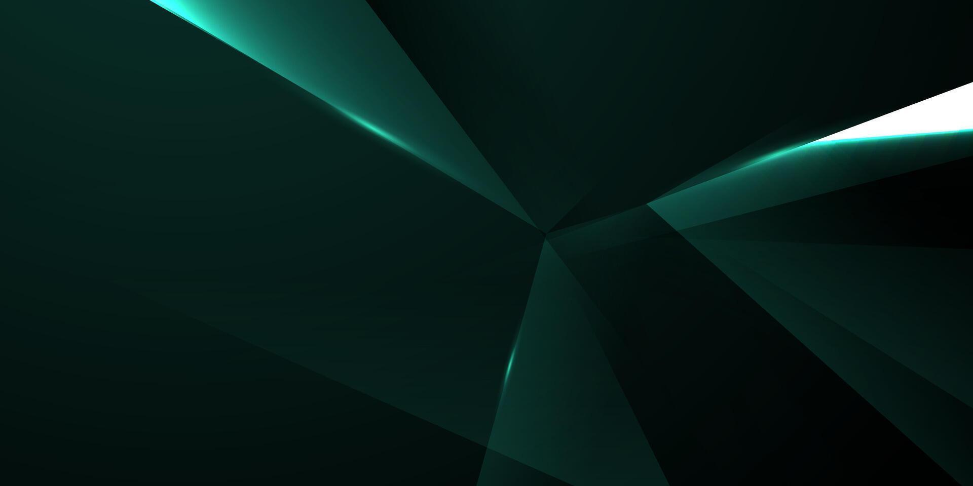 A dark green background with a light green light vector
