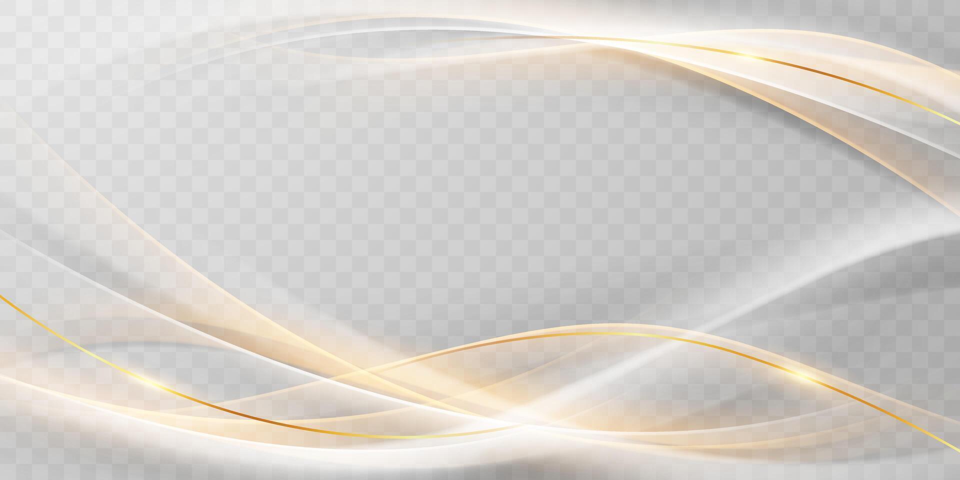 Abstract white light wave background with gold lines vector