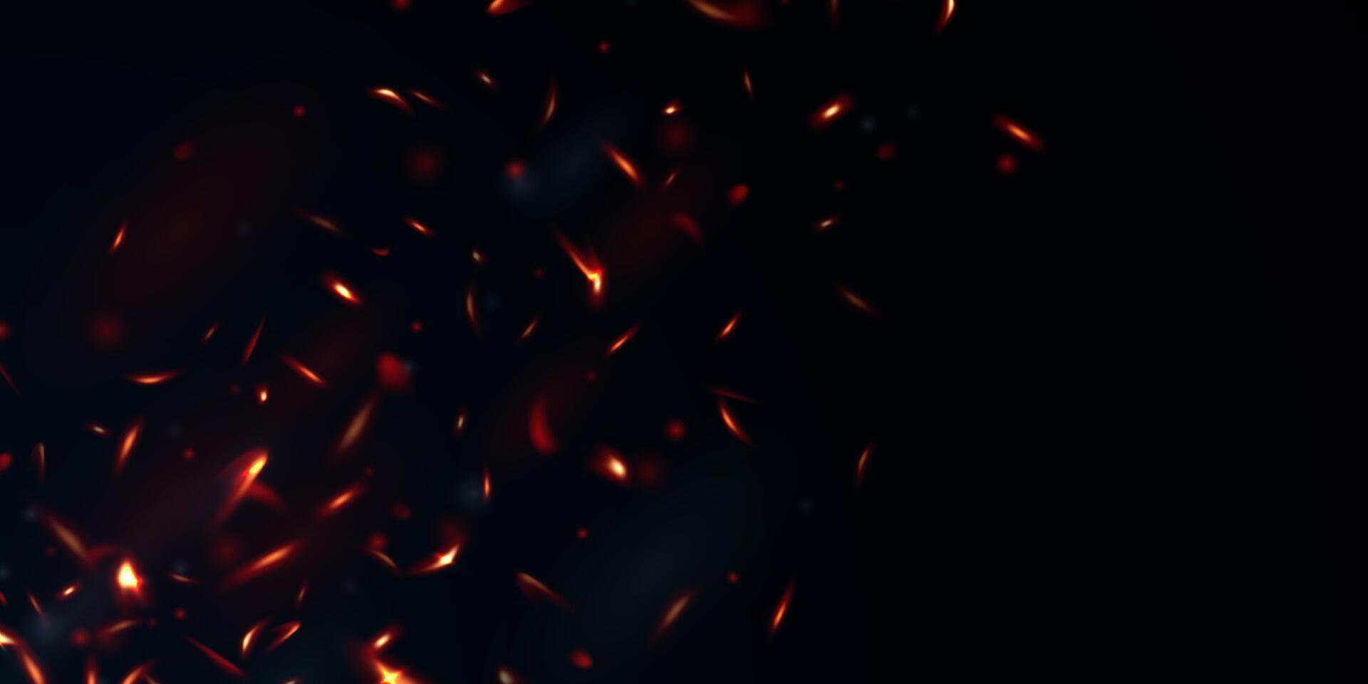 Fire sparks on black background vector
