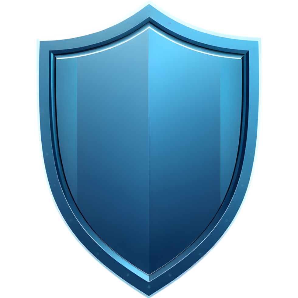 Glossy blue shield emblem png