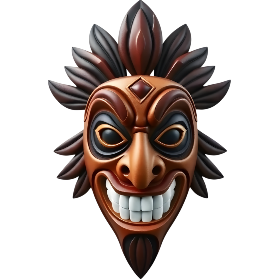 Detailed brown wooden mask png