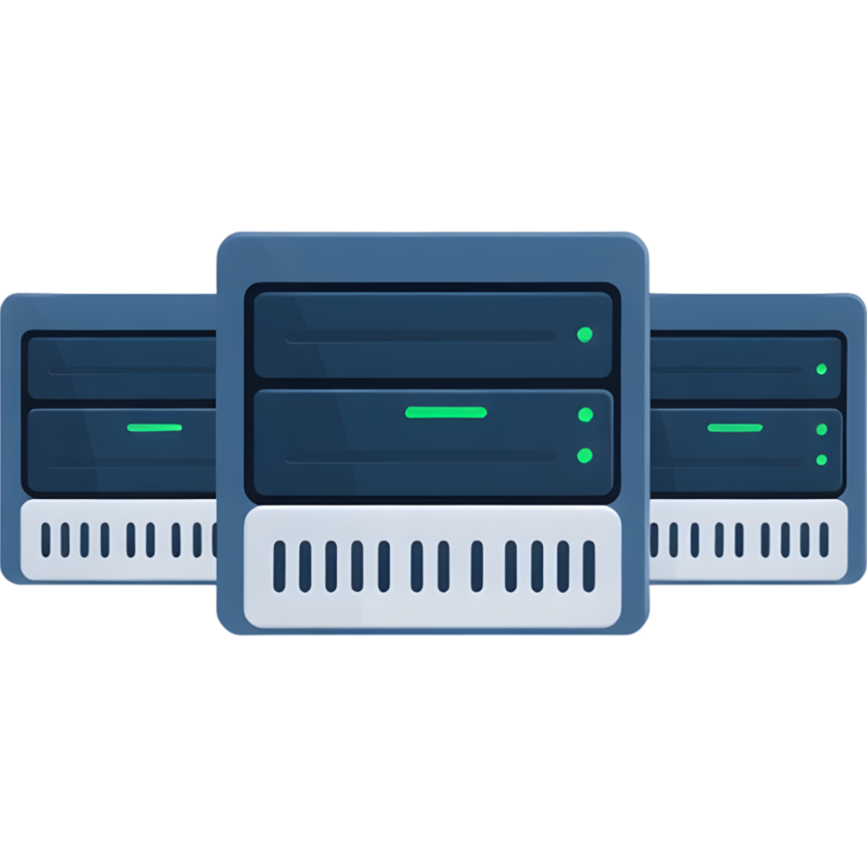 Technical illustration of multiple server racks in data center png