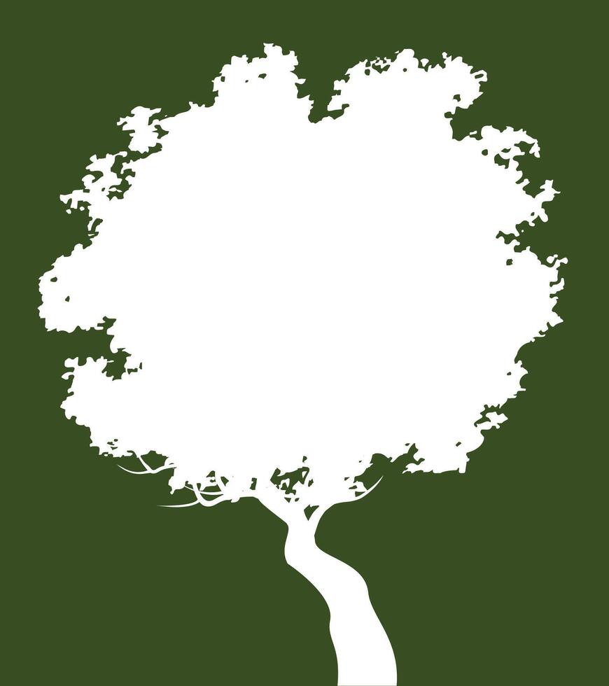 White tree with Leaves. Outline Illustration. vector