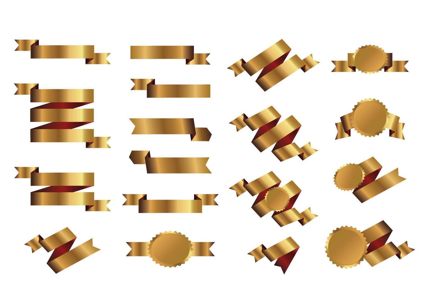 Set golden ribbons and graphic elements. Outline Illustration vector