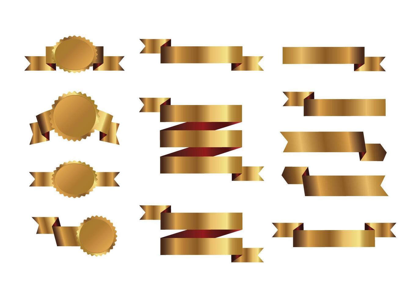Collection golden ribbons and graphic elements. Outline Illustration vector