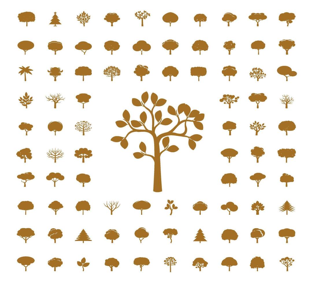 Set golden Trees. Illustration vector