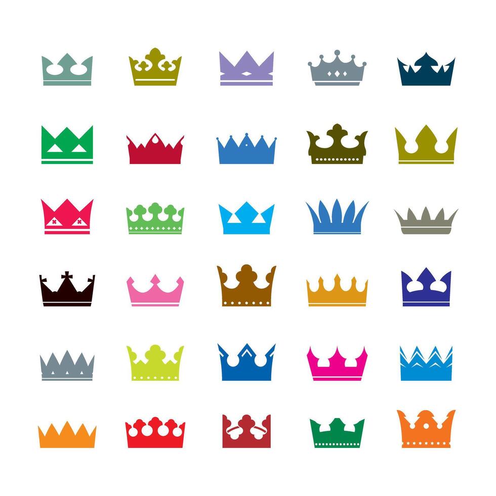Set of colour crowns. Icons vector