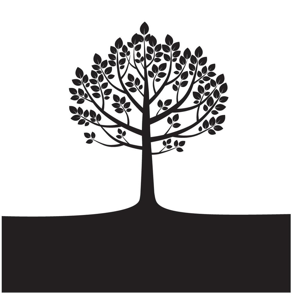 Black outline Tree. Plant in Garden. vector