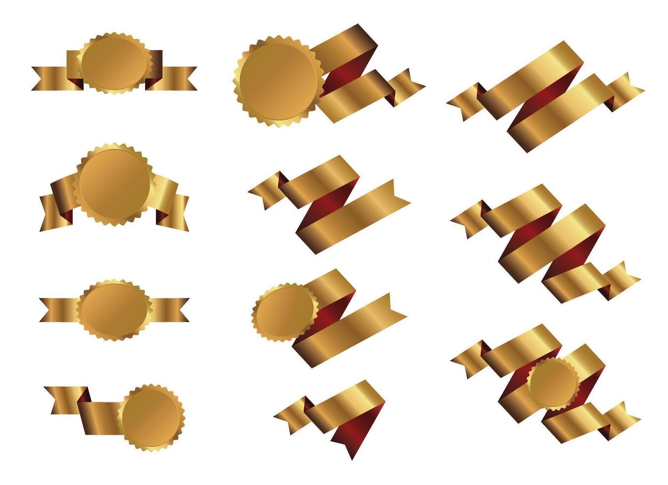 Golden ribbons, graphic elements. Outline Illustration vector