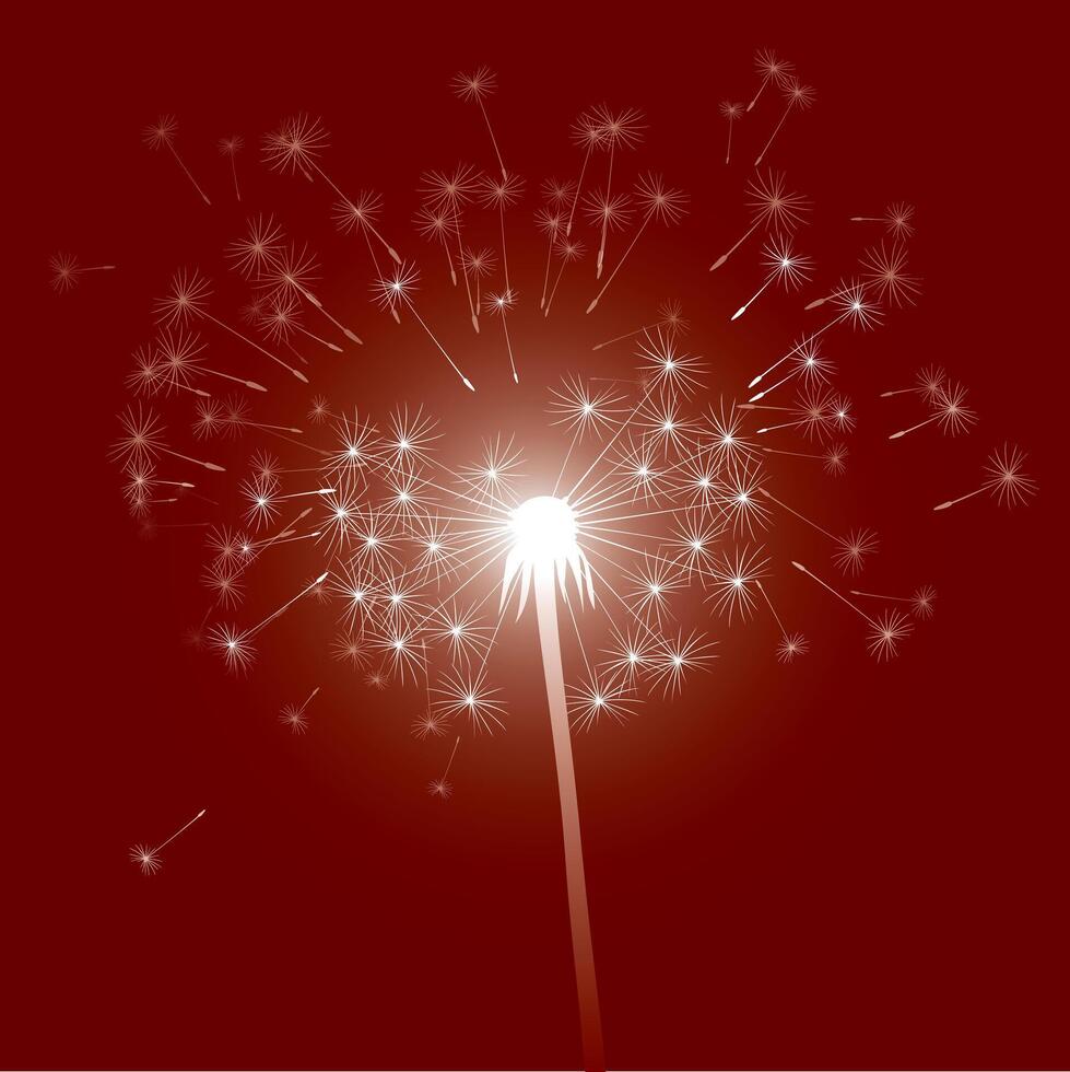 Outline illustration of blowing dandelion vector