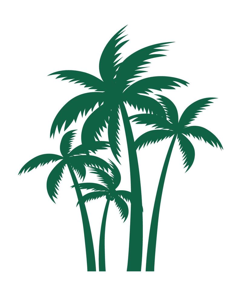 Set Green Palm Trees isolated. vector