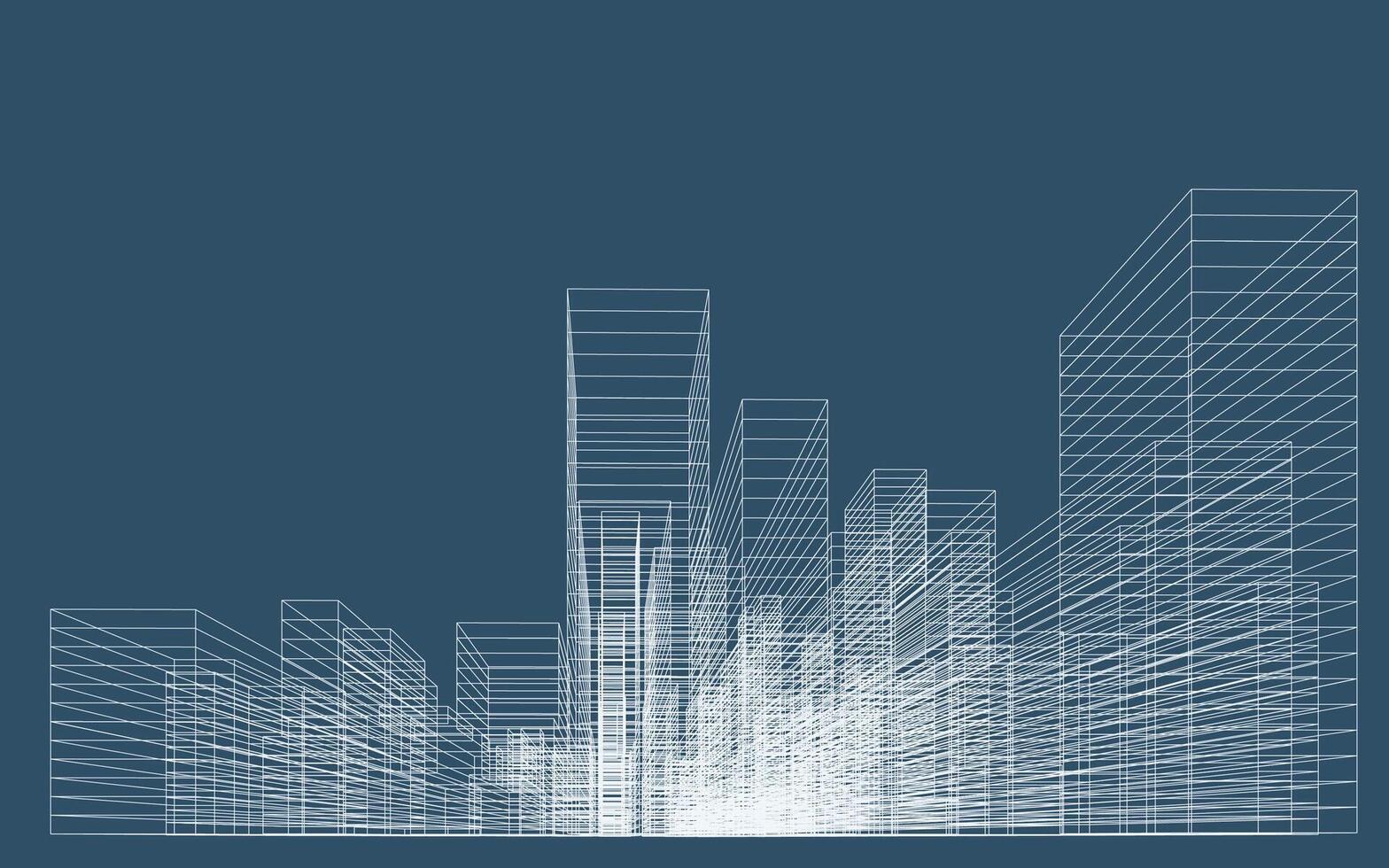3D wireframe perspective of building. Abstract wireframe background. vector