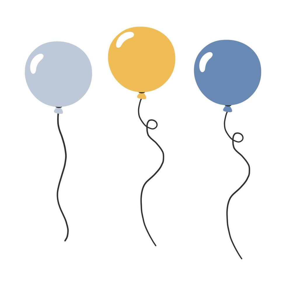 Birthday balloons set. Birthday party. Isolated vector