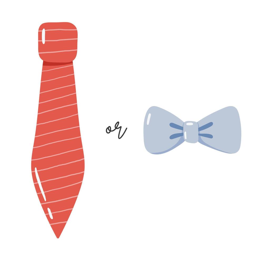 Necktie or bowtie. Father day elements. Design for posters, banner, greeting cards, stickers vector