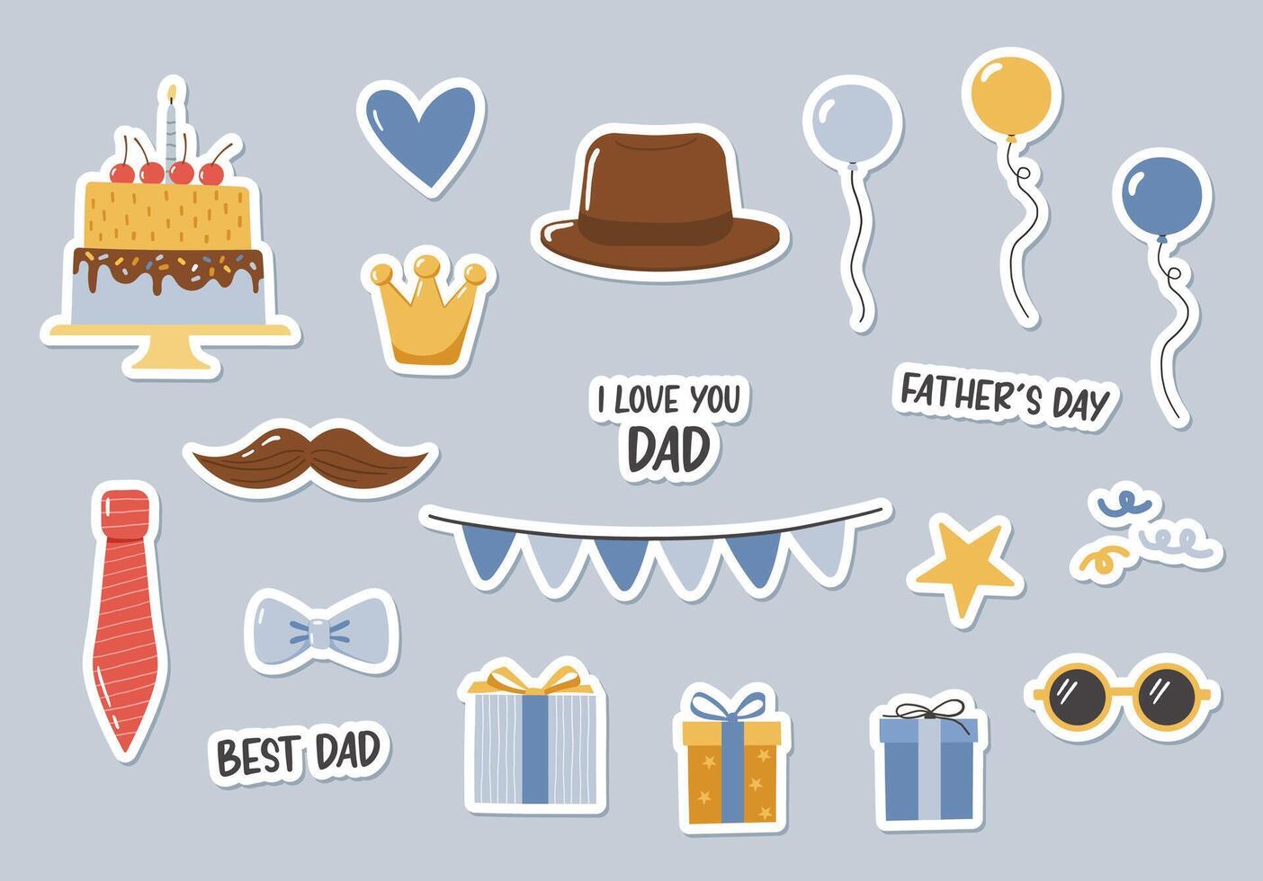 Father day elements collection. Design for posters, banner, greeting cards, man stickers vector