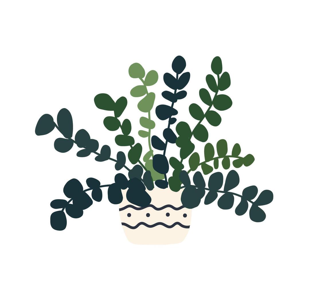 Abstract plant in pot. Garden house home flowerpot. Home plant for interior decor flat illustration vector