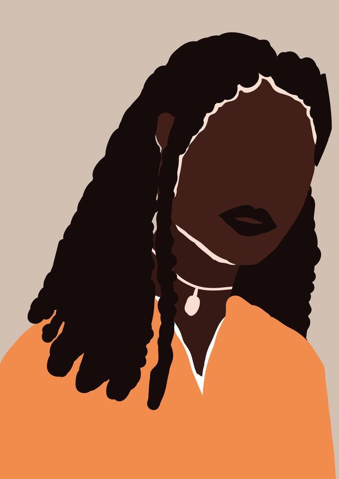 Abstract modern young african american black woman portrait silhouette vector
