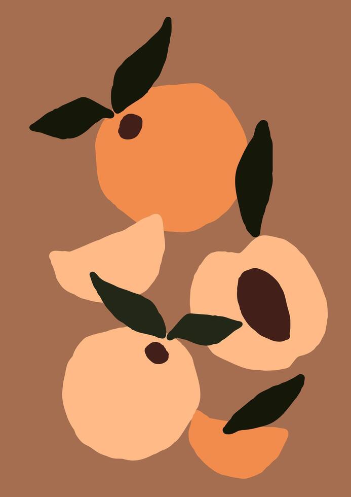 Abstract modern peach fruit on light background vector