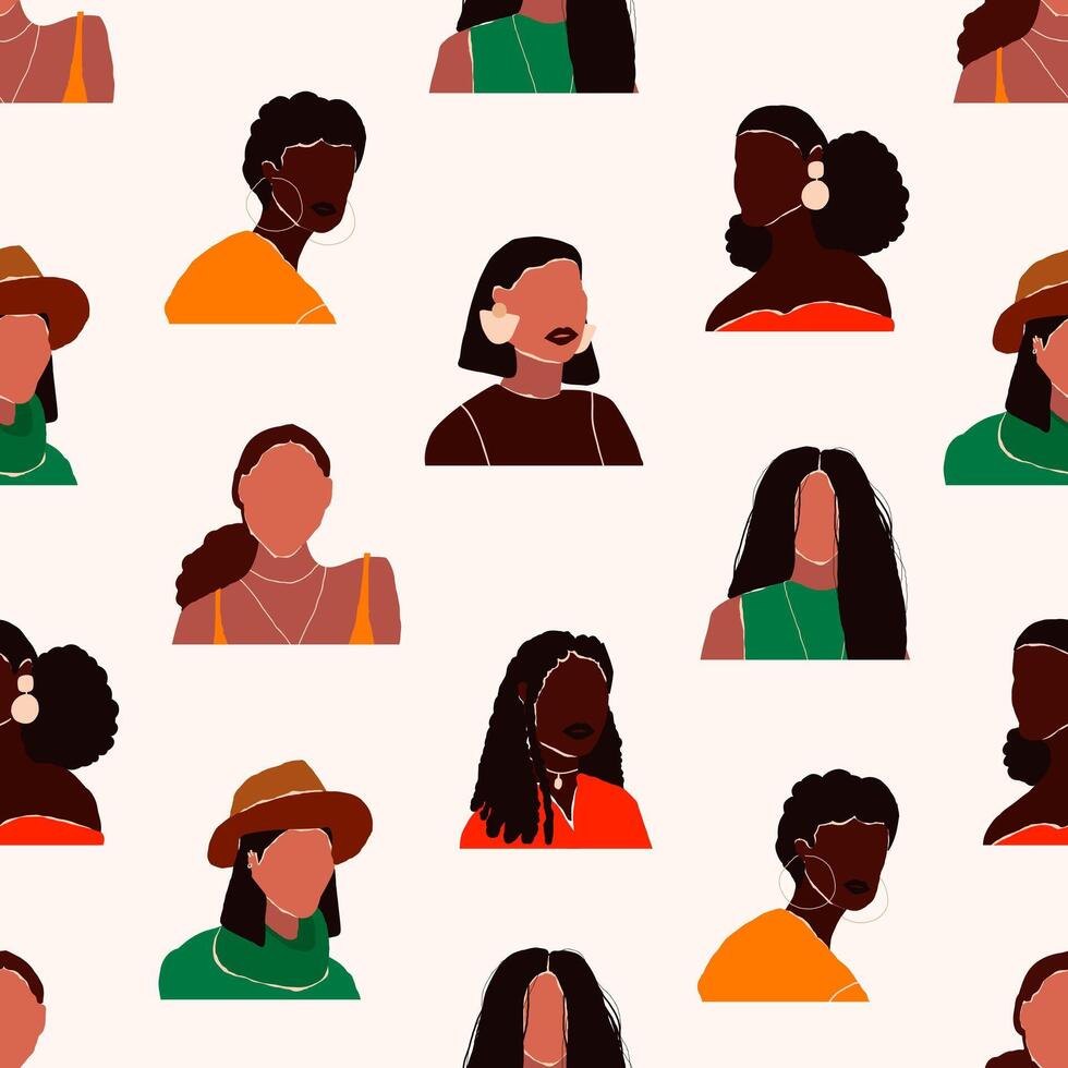 8 march international womens day seamless pattern abstract modern female vector