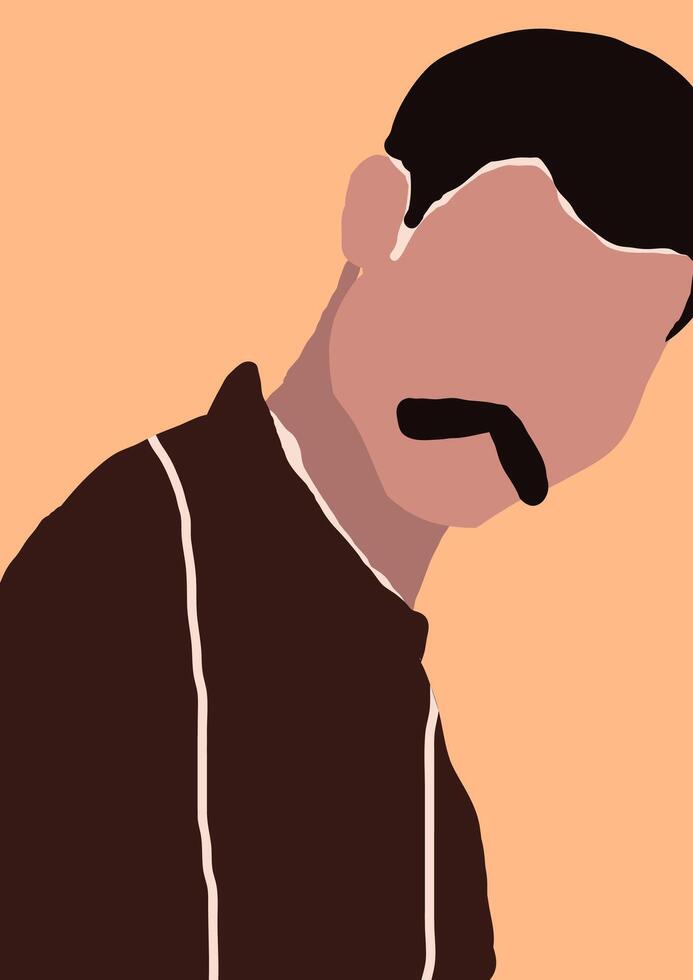 Abstract modern brutal man with mustache portrait silhouette vector