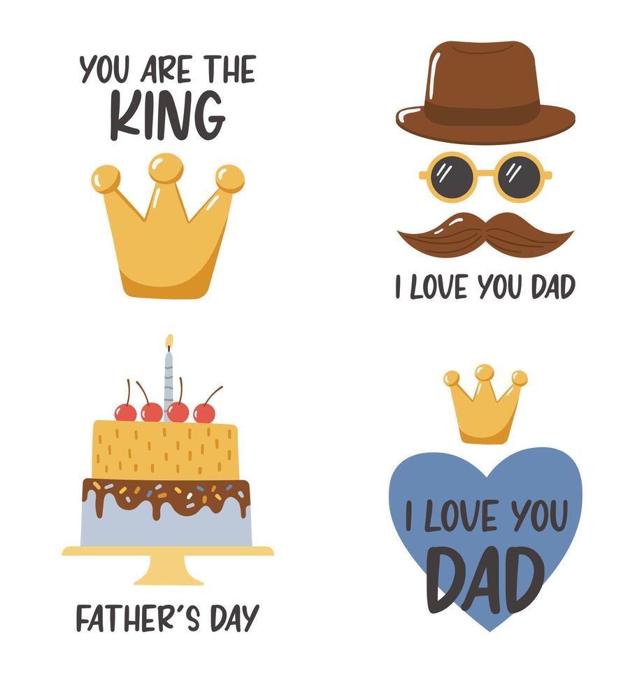 Father day elements composition. Design for posters, banner, greeting cards, stickers vector