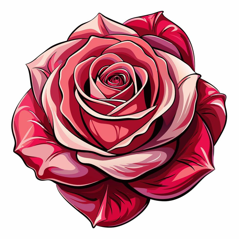 A beautifully detailed illustration of a pink rose with intricate petals and soft gradients vector