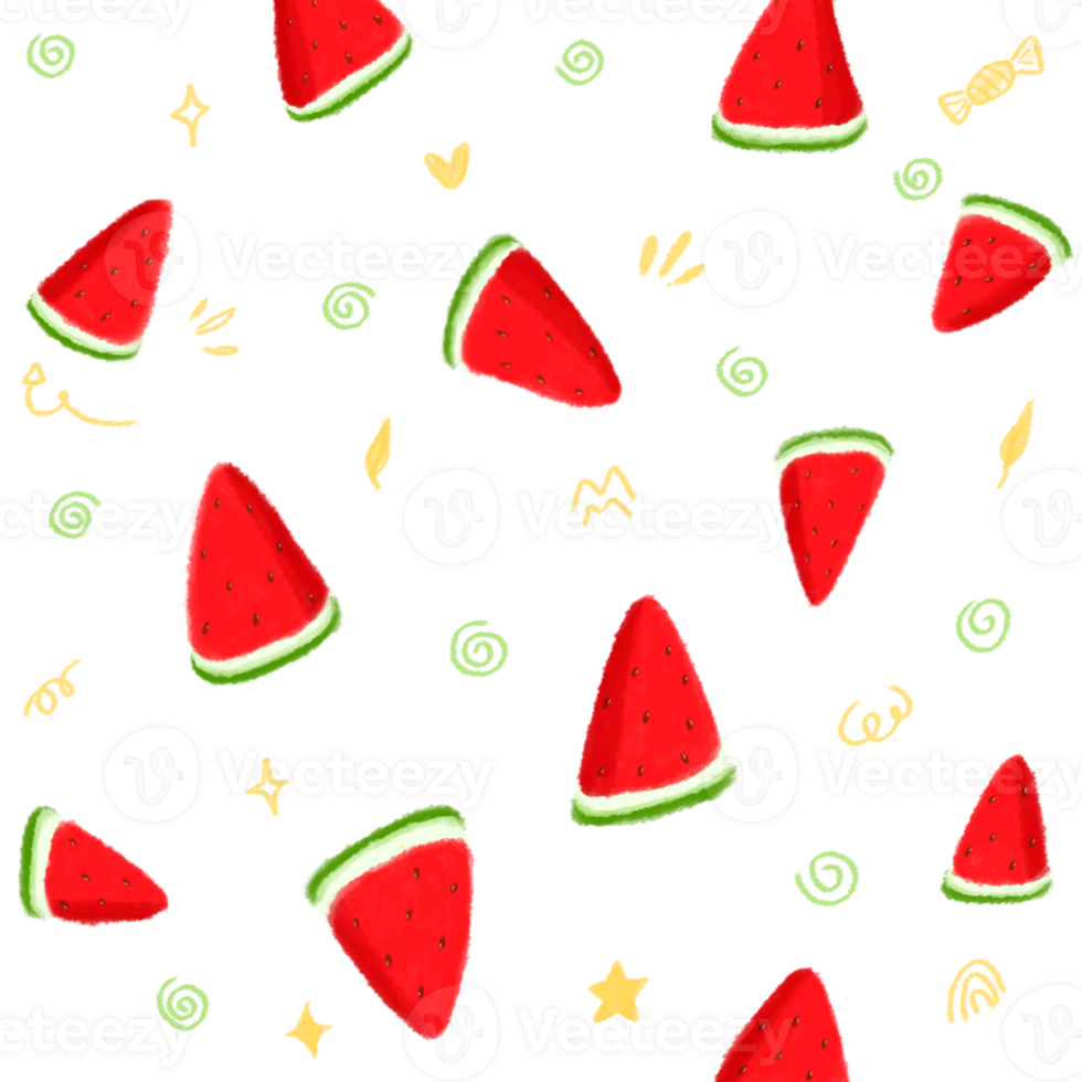 Cute watermelon slices seamless pattern printable transparent png