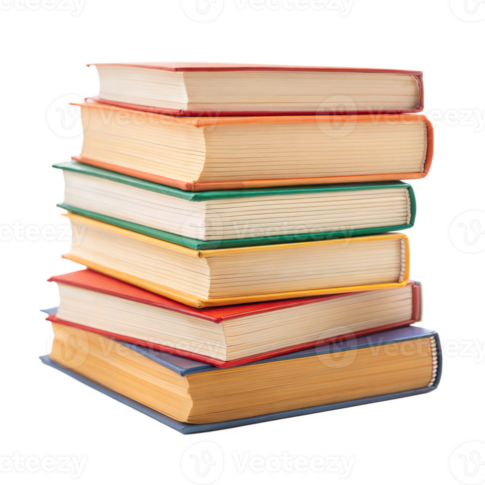 Stack of books, transparent books, real books, transparent school books. png