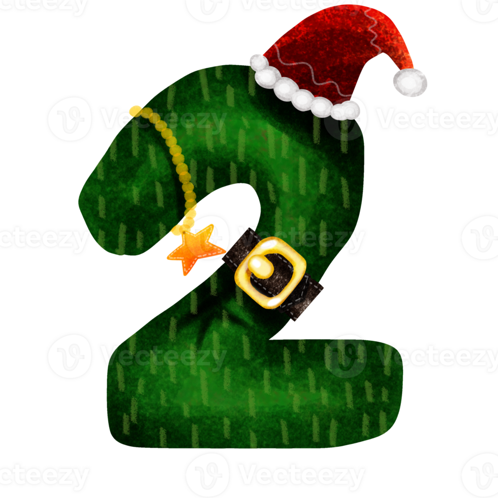 green number 2 christmas png