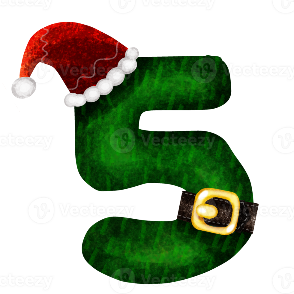 green number 5 christmas png