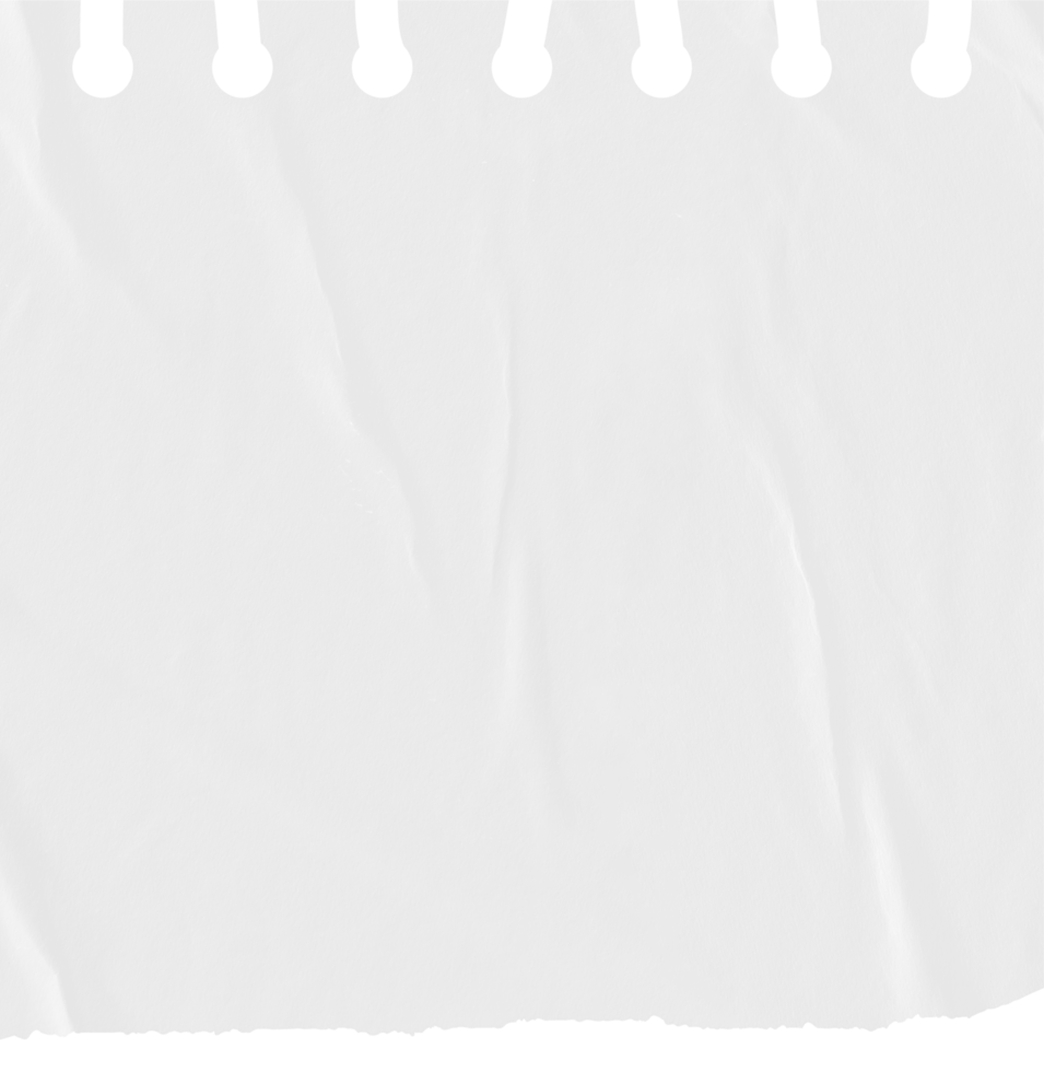 A blank white crumpled ripped notebook paper png