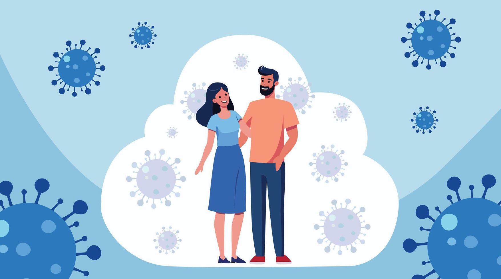 Couple in love with corona virus illustration vector