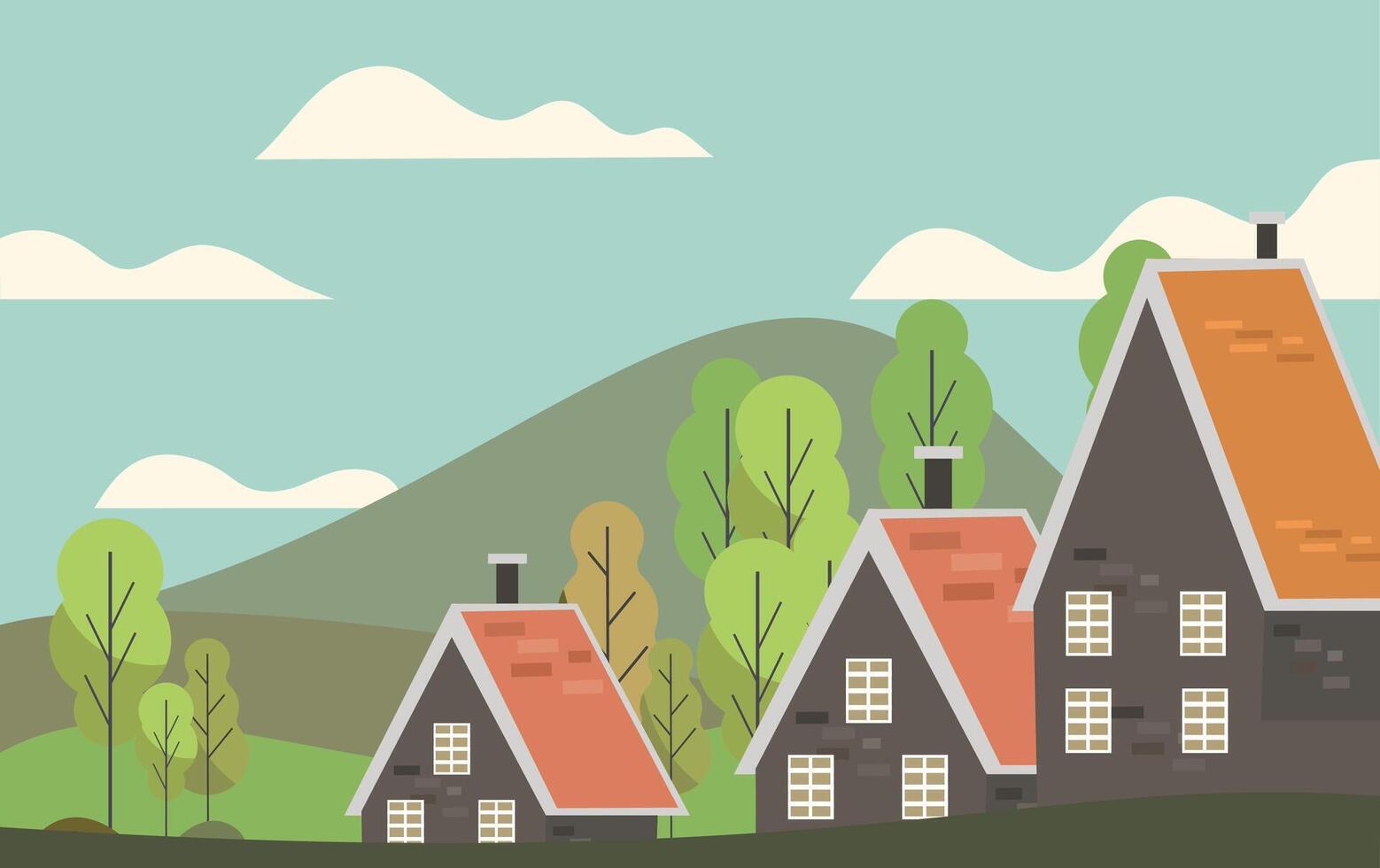 Some stone house with rural background vector