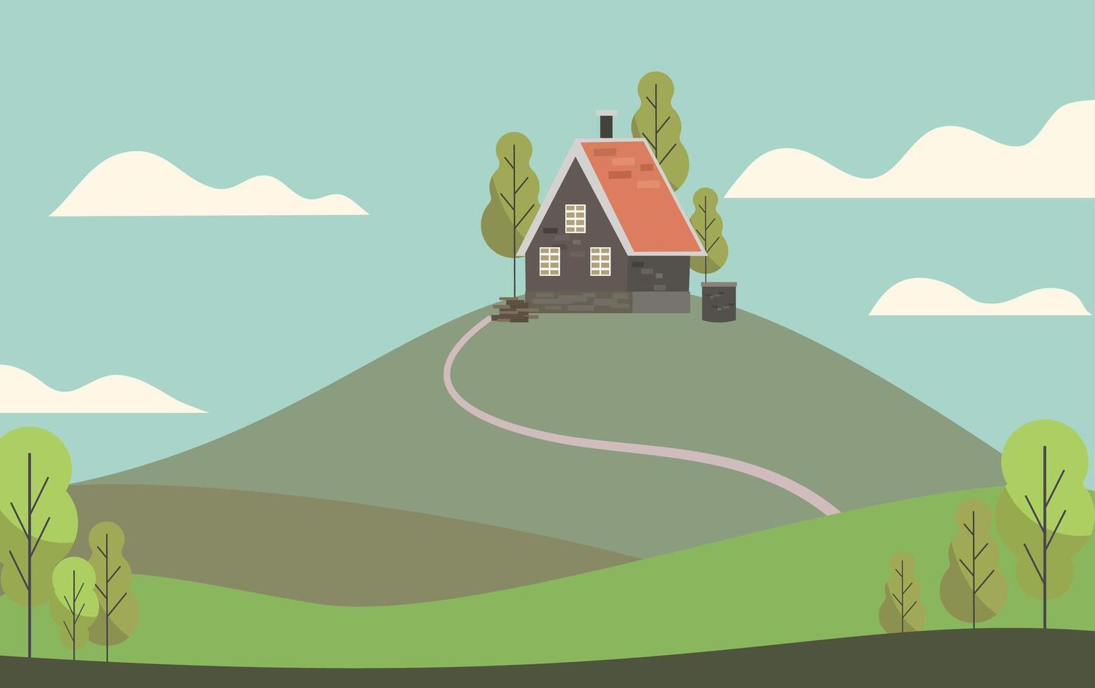 Cottage on the tophills vector