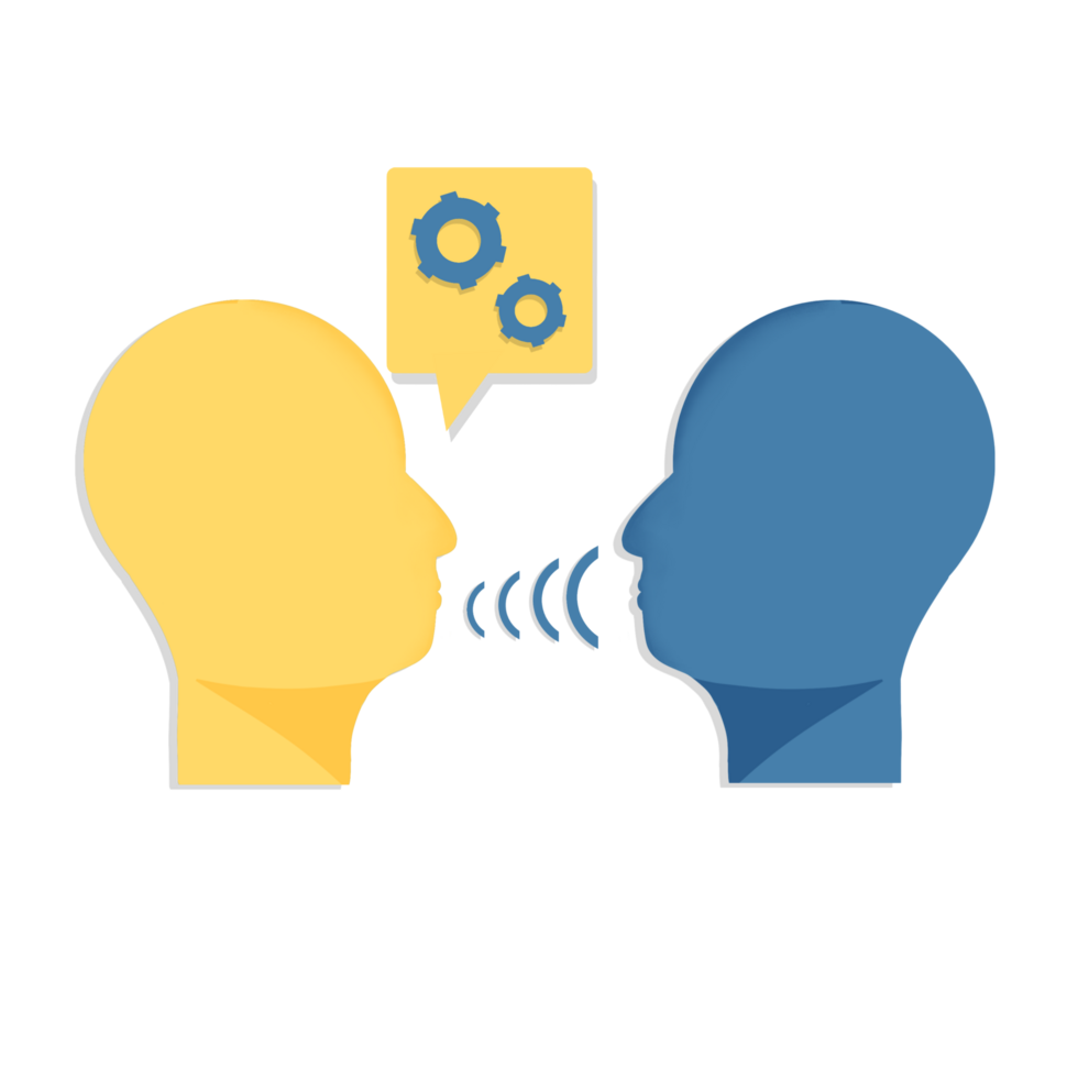 Two people with a speech bubble icon png