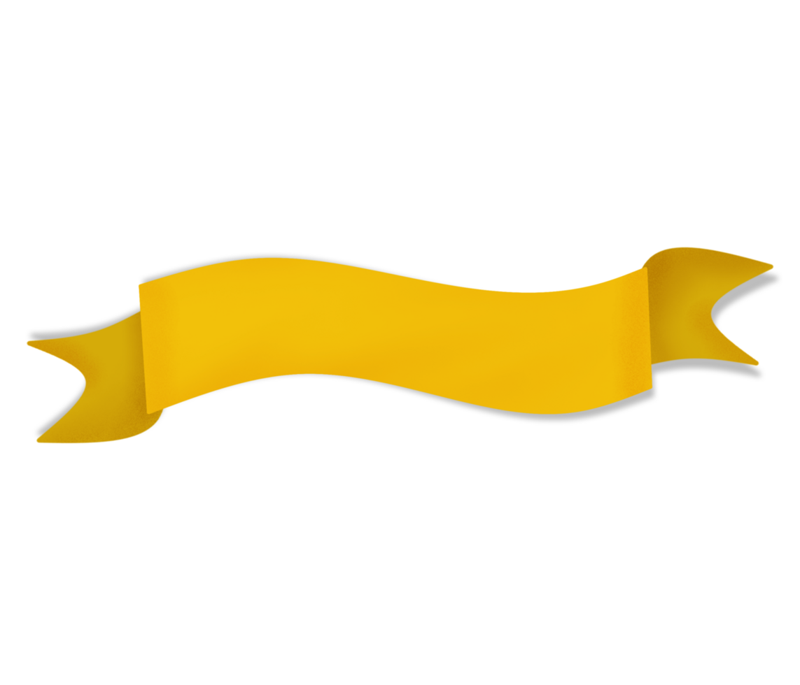 A yellow ribbon banner on a Transparent background png