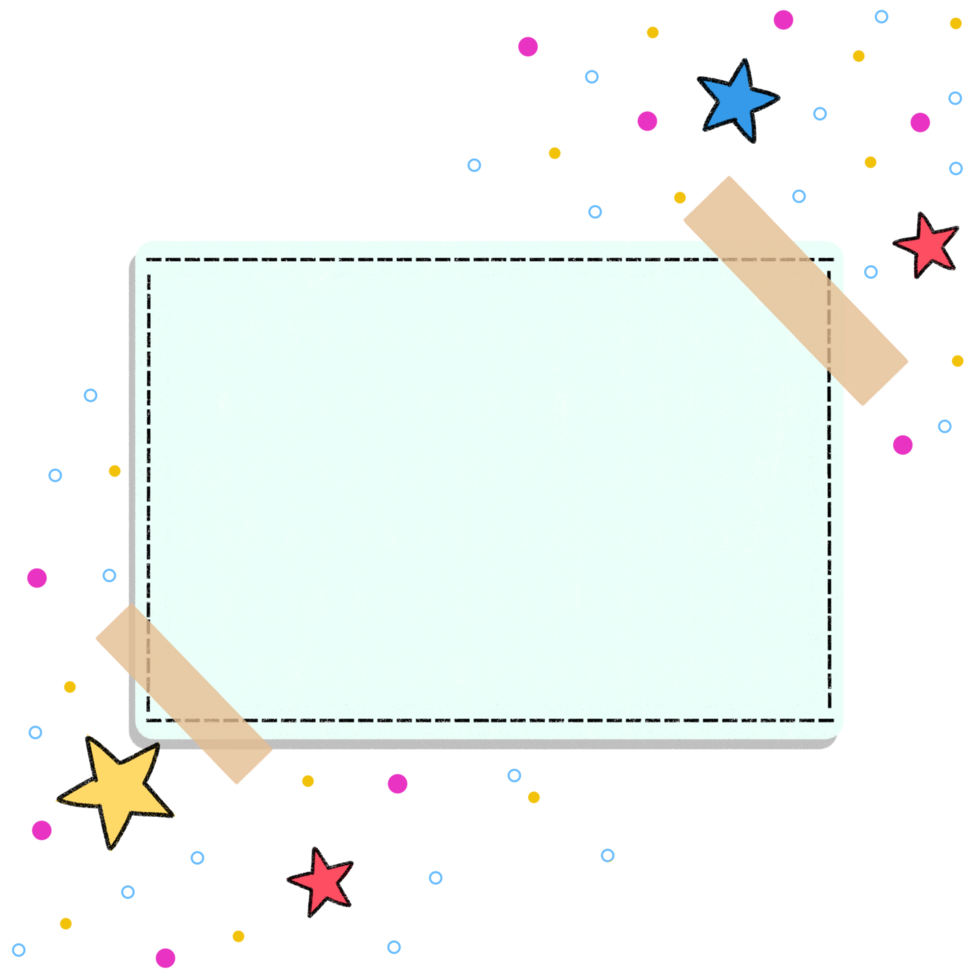 A blank paper with stars and confetti around it png
