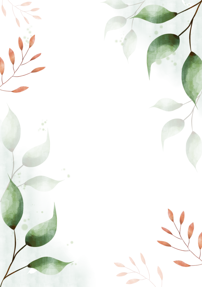 A frame with green leaves and flowers png
