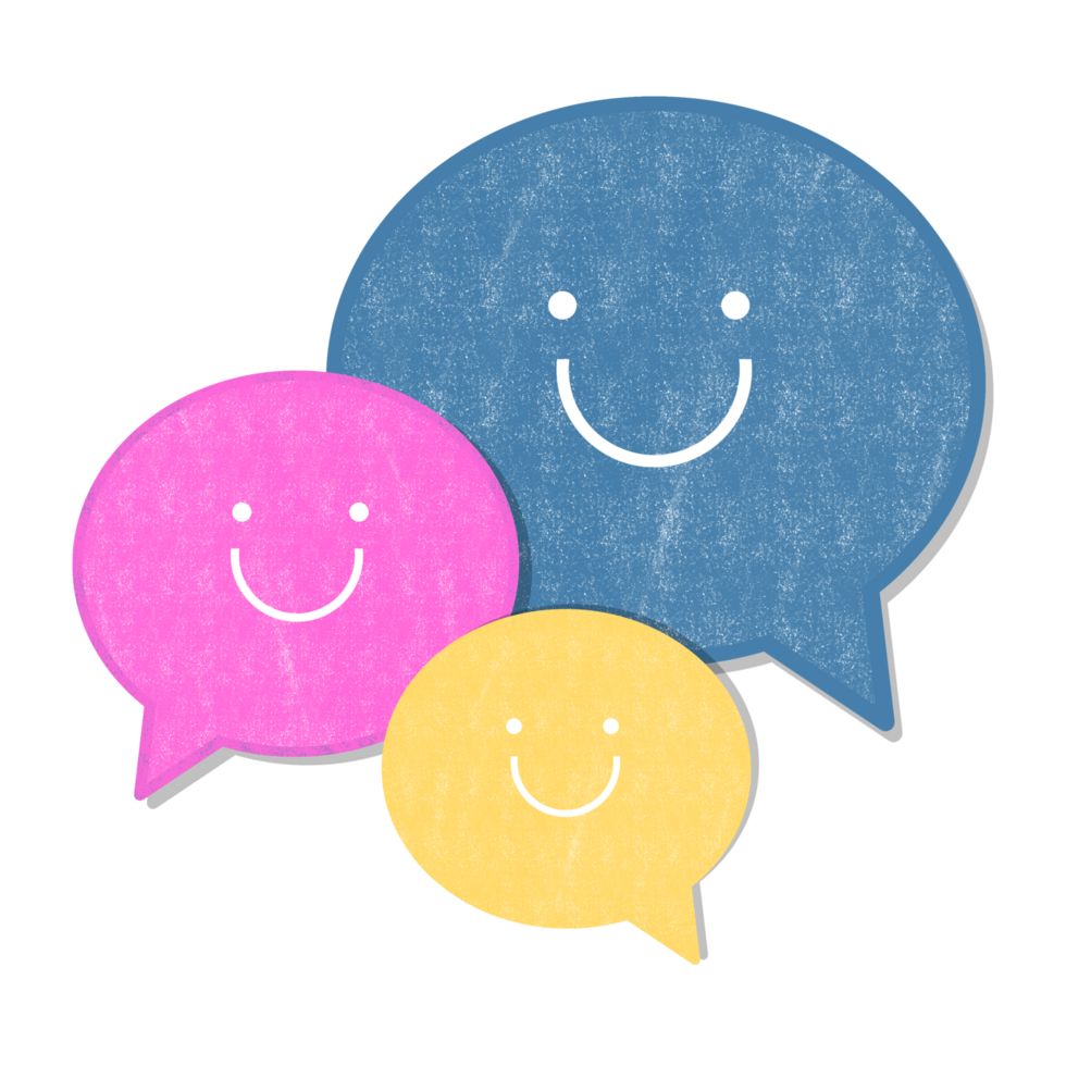 Family Three speech bubbles with a smile Face png