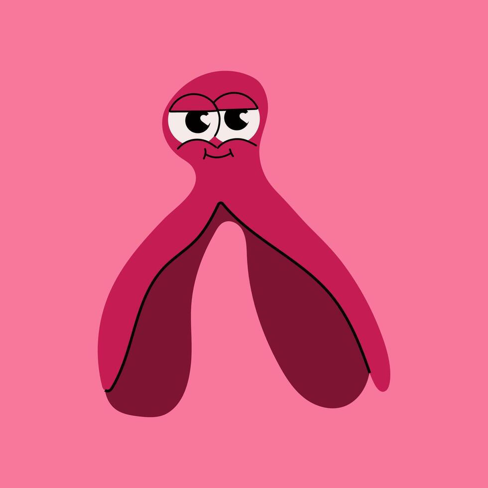 Cartoon Clitoris Anatomy with Face. Empowering Feminism Theme vector