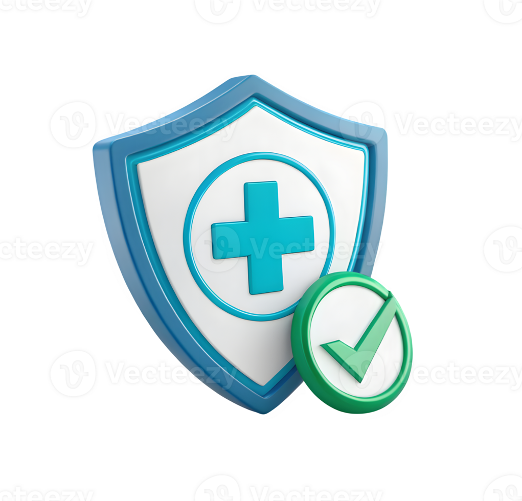 A shield with a check mark and a cross png